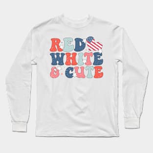 Red White & Cute 4th July Retro Independence Day Long Sleeve T-Shirt